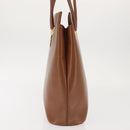 Burberrys Tote Bag Leather Brown Gold Auth BA5836-3