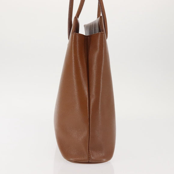 Burberrys Tote Bag Leather Brown Gold Auth BA5836
