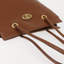 Burberrys Tote Bag Leather Brown Gold Auth BA5836-6