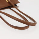 Burberrys Tote Bag Leather Brown Gold Auth BA5836-7