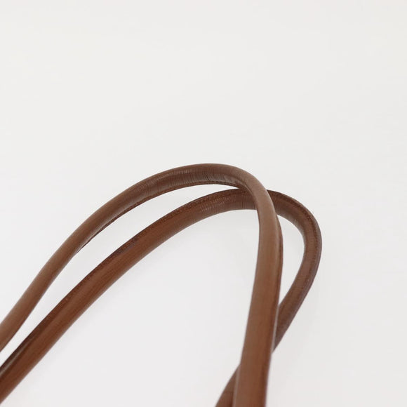 Burberrys Tote Bag Leather Brown Gold Auth BA5836