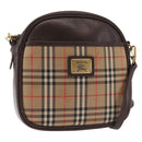 Burberrys Nova Check Shoulder Bag Canvas Beige Gold Auth BA5837-1