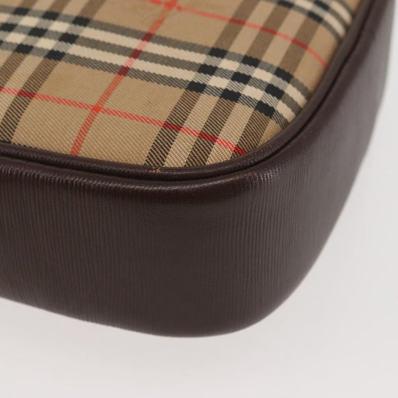 Burberrys Nova Check Shoulder Bag Canvas Beige Gold Auth BA5837