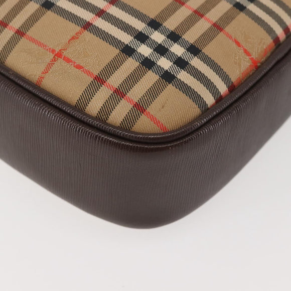 Burberrys Nova Check Shoulder Bag Canvas Beige Gold Auth BA5837