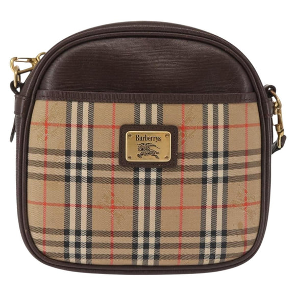 Burberrys Nova Check Shoulder Bag Canvas Beige Gold Auth BA5837