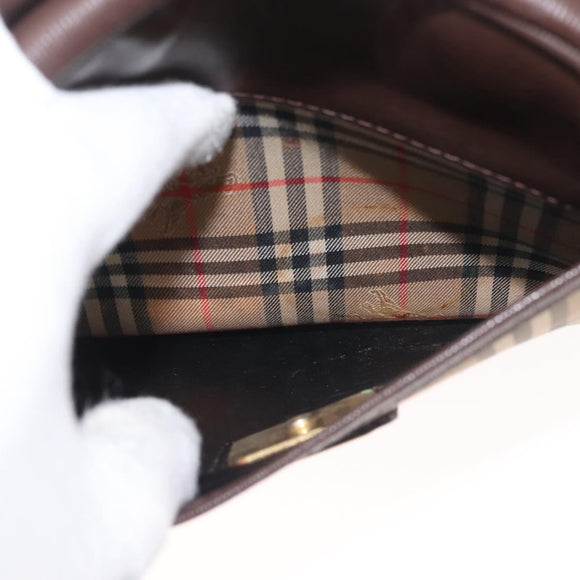 Burberrys Nova Check Shoulder Bag Canvas Beige Gold Auth BA5837