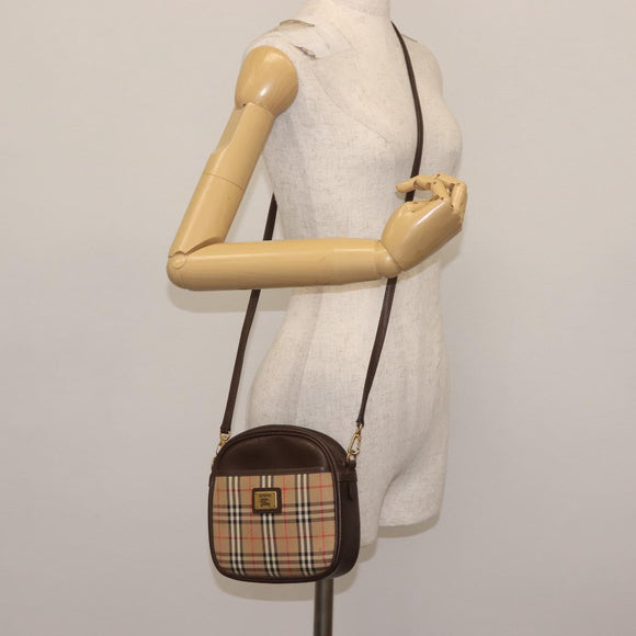 Burberrys Nova Check Shoulder Bag Canvas Beige Gold Auth BA5837