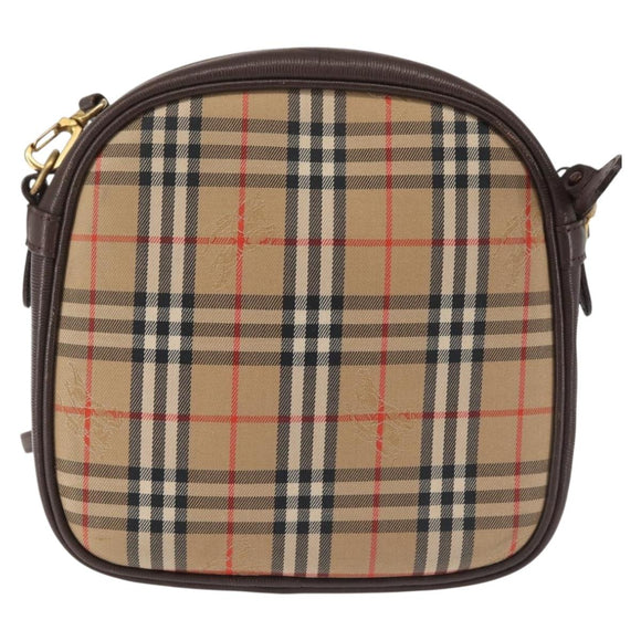 Burberrys Nova Check Shoulder Bag Canvas Beige Gold Auth BA5837