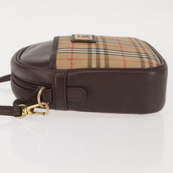 Burberrys Nova Check Shoulder Bag Canvas Beige Gold Auth BA5837