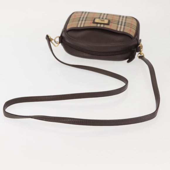 Burberrys Nova Check Shoulder Bag Canvas Beige Gold Auth BA5837