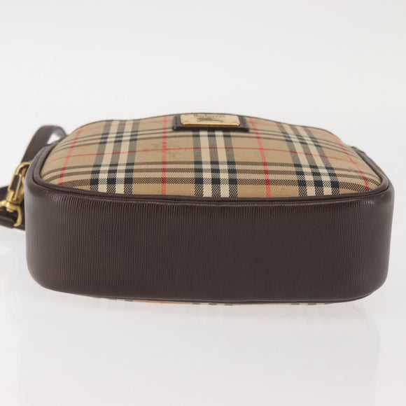 Burberrys Nova Check Shoulder Bag Canvas Beige Gold Auth BA5837