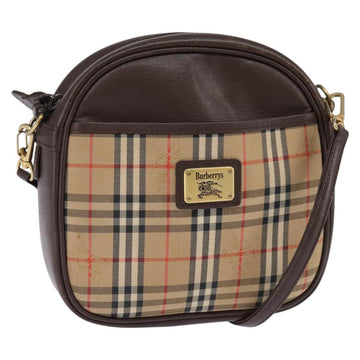 Burberrys Nova Check Shoulder Bag Canvas Beige Gold Auth BA5838