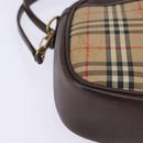 Burberrys Nova Check Shoulder Bag Canvas Beige Gold Auth BA5838-14