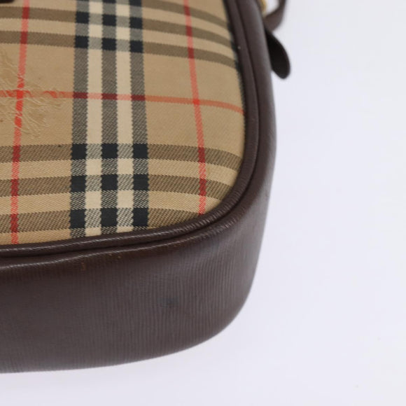 Burberrys Nova Check Shoulder Bag Canvas Beige Gold Auth BA5838