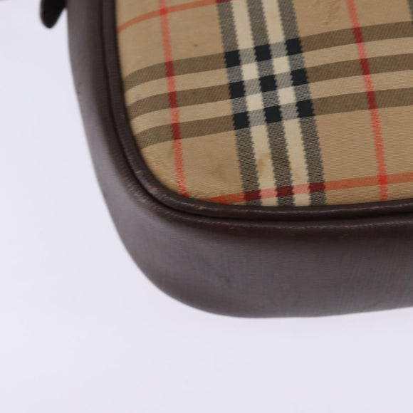 Burberrys Nova Check Shoulder Bag Canvas Beige Gold Auth BA5838
