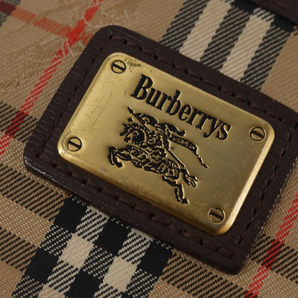 Burberrys Nova Check Shoulder Bag Canvas Beige Gold Auth BA5838