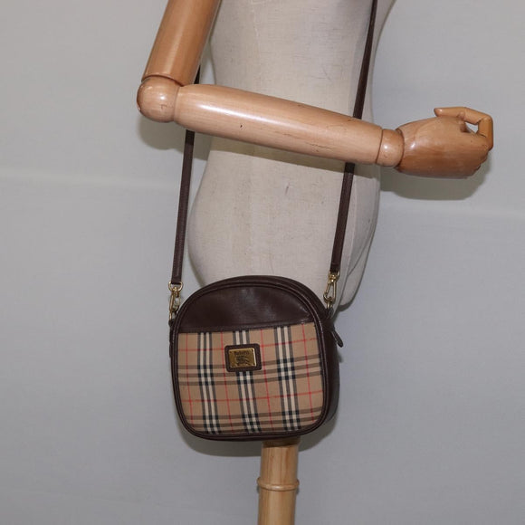 Burberrys Nova Check Shoulder Bag Canvas Beige Gold Auth BA5838