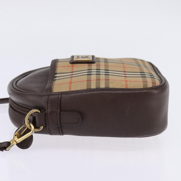 Burberrys Nova Check Shoulder Bag Canvas Beige Gold Auth BA5838