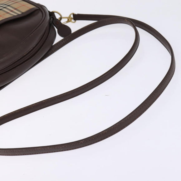 Burberrys Nova Check Shoulder Bag Canvas Beige Gold Auth BA5838