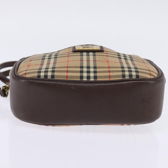 Burberrys Nova Check Shoulder Bag Canvas Beige Gold Auth BA5838