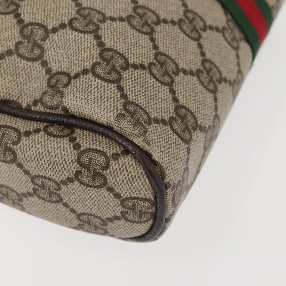 GUCCI GG Supreme Web Sherry Line Clutch Bag PVC Beige Red Auth BA5839