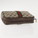 GUCCI GG Supreme Web Sherry Line Clutch Bag PVC Beige Red Auth BA5839-6