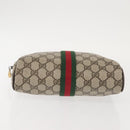 GUCCI GG Supreme Web Sherry Line Clutch Bag PVC Beige Red Auth BA5839-7
