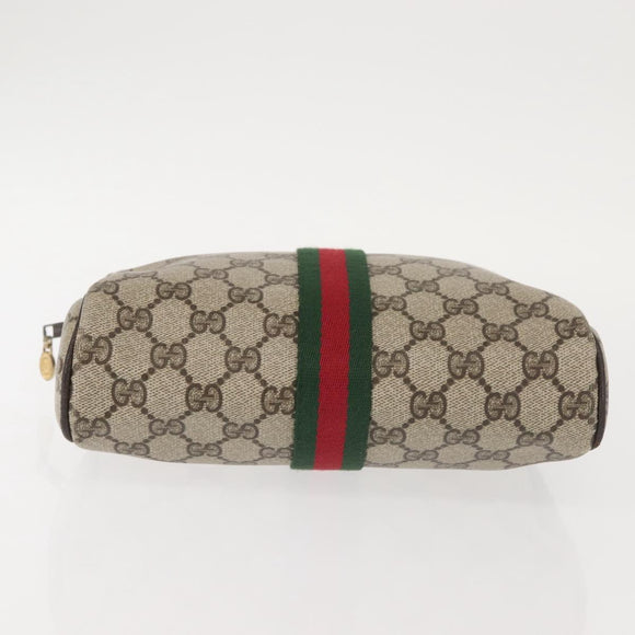 GUCCI GG Supreme Web Sherry Line Clutch Bag PVC Beige Red Auth BA5839
