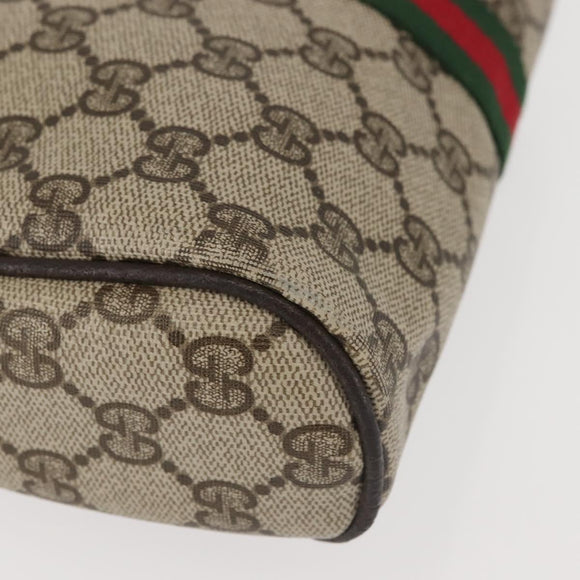GUCCI GG Supreme Web Sherry Line Clutch Bag PVC Beige Red Auth BA5839
