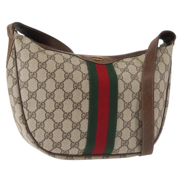 GUCCI GG Supreme Web Sherry Line Bag PVC Beige Gold 29 001 3840 Auth BA5840