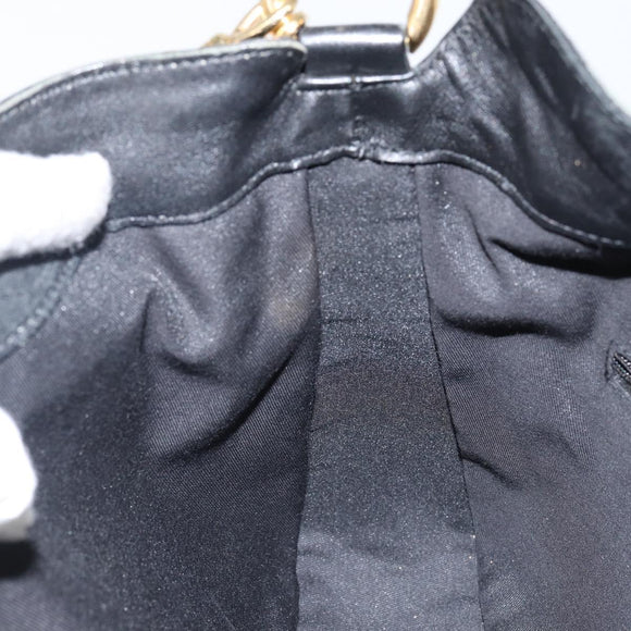 GUCCI Bamboo Hand Bag Leather 2way Black Gold 001 1638 Auth BA5841