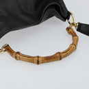 GUCCI Bamboo Hand Bag Leather 2way Black Gold 001 1638 Auth BA5841-7