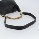 GUCCI Bamboo Hand Bag Leather 2way Black Gold 001 1638 Auth BA5841-9