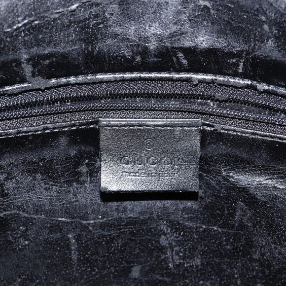 GUCCI Bamboo Hand Bag Leather 2way Black Gold 001 1638 Auth BA5842