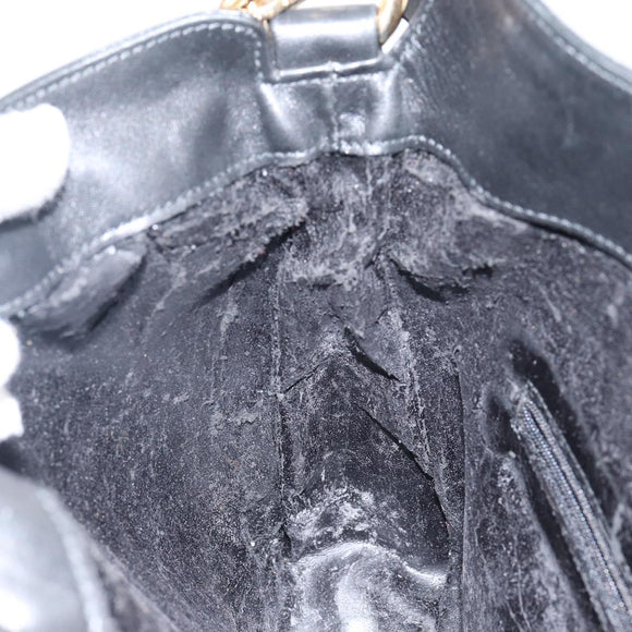 GUCCI Bamboo Hand Bag Leather 2way Black Gold 001 1638 Auth BA5842