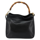 GUCCI Bamboo Hand Bag Leather 2way Black Gold 001 1638 Auth BA5842-13