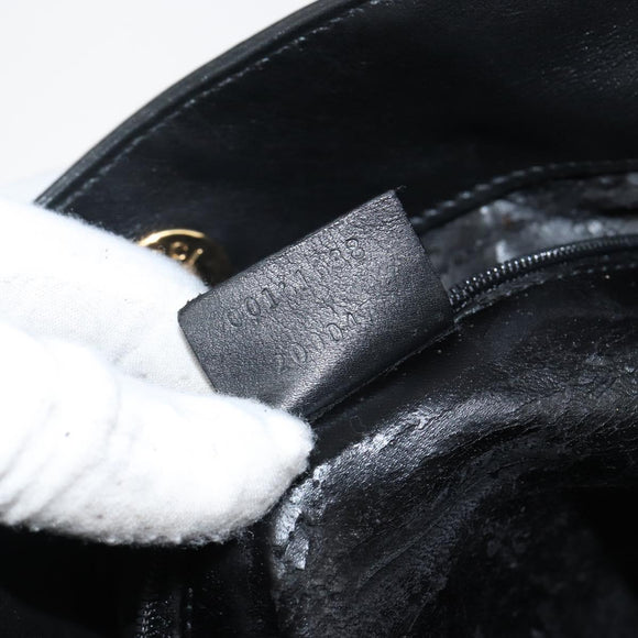 GUCCI Bamboo Hand Bag Leather 2way Black Gold 001 1638 Auth BA5842