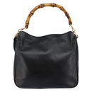 GUCCI Bamboo Hand Bag Leather 2way Black Gold 001 1638 Auth BA5842-2