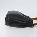GUCCI Bamboo Hand Bag Leather 2way Black Gold 001 1638 Auth BA5842-3