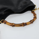 GUCCI Bamboo Hand Bag Leather 2way Black Gold 001 1638 Auth BA5842-7