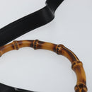 GUCCI Bamboo Hand Bag Leather 2way Black Gold 001 1638 Auth BA5842-8