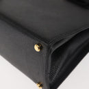 Salvatore Ferragamo Vala Hand Bag Embossed Leather Black Gold Auth BA5845-14