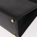 Salvatore Ferragamo Vala Hand Bag Embossed Leather Black Gold Auth BA5845-16