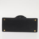 Salvatore Ferragamo Vala Hand Bag Embossed Leather Black Gold Auth BA5845-5