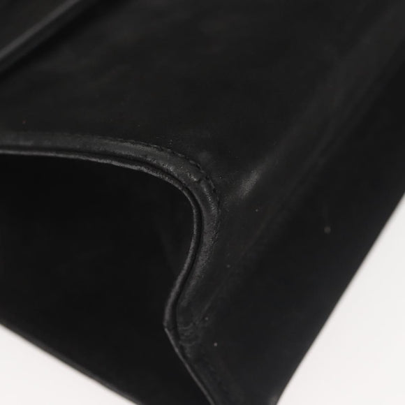 Salvatore Ferragamo Vala Hand Bag Suede Black Gold Auth BA5846