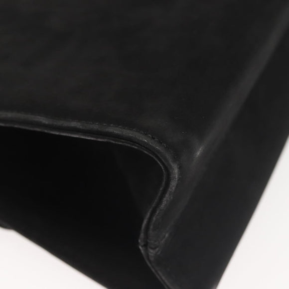 Salvatore Ferragamo Vala Hand Bag Suede Black Gold Auth BA5846