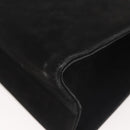 Salvatore Ferragamo Vala Hand Bag Suede Black Gold Auth BA5846-16