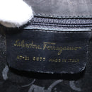 Salvatore Ferragamo Vala Hand Bag Suede Black Gold Auth BA5846-12