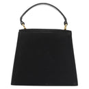 Salvatore Ferragamo Vala Hand Bag Suede Black Gold Auth BA5846-2