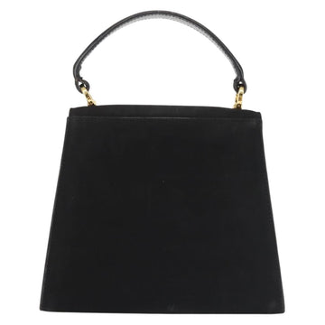 Salvatore Ferragamo Vala Hand Bag Suede Black Gold Auth BA5846 - 0